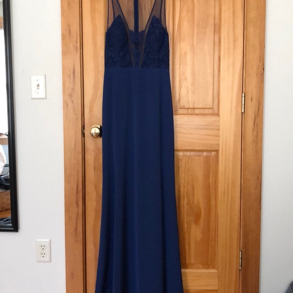 Navy blue prom dress worn once - Picture 2 of 3